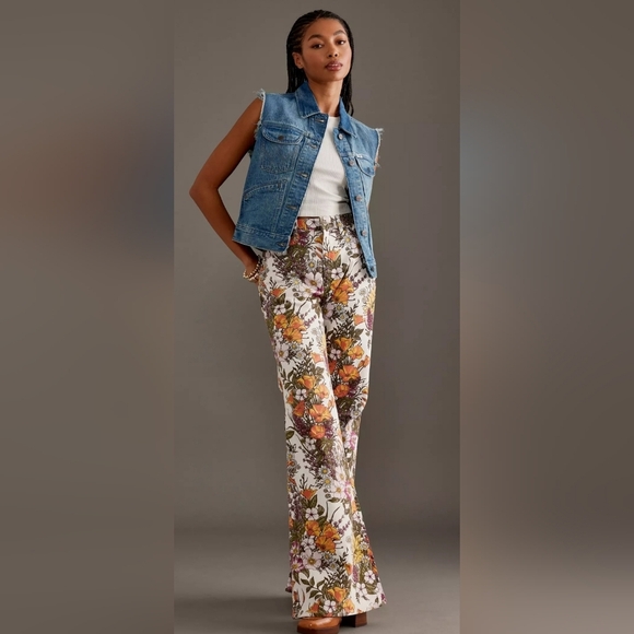 NWT Free People X Wrangler Wanderer Floral Flare Jeans - Picture 4 of 9